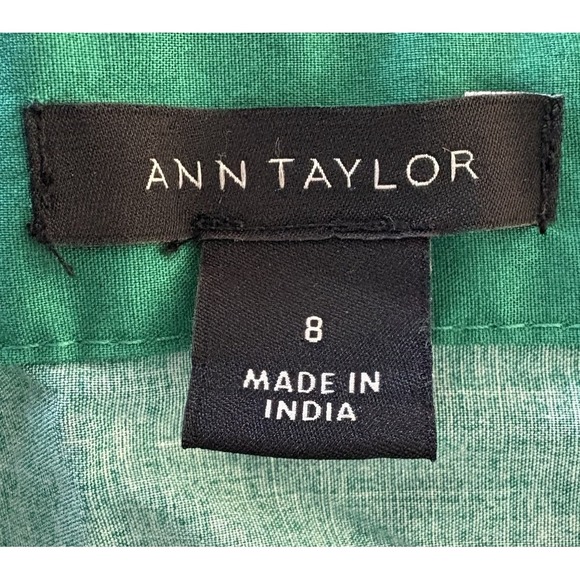 Ann Taylor Off Shoulder Striped Poplin Belted 3/4 Sleeve Dress Size 8 - Picture 4 of 7